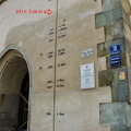 Flood levels marked on the Town Hall wall