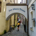 Painted cobblestone leading to Zur Blauen Donau gasthaus