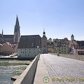 View of Regensburg Old Town from the Old Stone Bridge