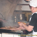Bratwurst being cooked at Regensburg Wurstkuchl