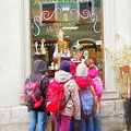 Some very young shoppers admiring the Meissen and Lladró porcelain