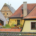 View of different house roofs from the Rothenburg wall