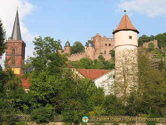 View of Kittstein Gate and Wertheim Castle from across the Tauber
