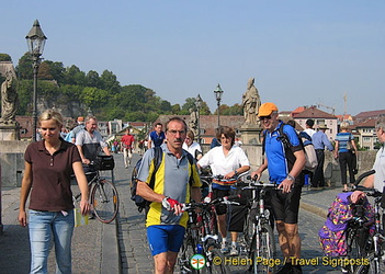 Group of cyclists on Alte Mainbrucke