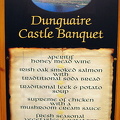 Dunguaire Castle banquet menu