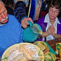 Spiced parsnip soup poured from a jug