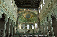 There are twenty-four columns of Greek marble with transversal veining