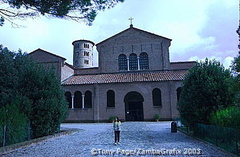 Along the left side of the church is the tall cylindrical bell-tower (post 9th century)