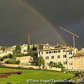 A storm cloud over part of the town created an interesting play of light, furious dark clouds and a rainbow