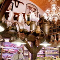 Delicious food lit by beautiful lights 