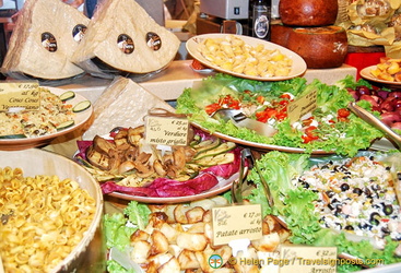 Some of the prepared foods at la Baita