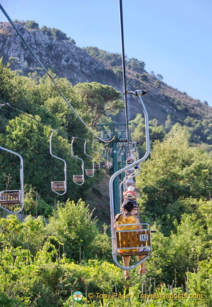 Riding the chairlift to Monte Solaro