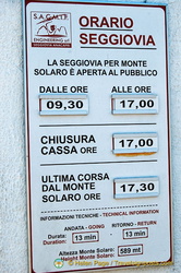 Timetable for Seggiovia to Monte Solaro
