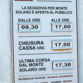 Timetable for Seggiovia to Monte Solaro