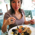 Having Spaghetti Vongole, my favourite