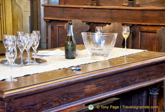 Having champagne at the Palazzo Comunale