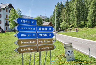 Dolomites road signs