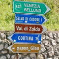Dolomites travel signposts