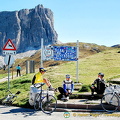Cyclists taking a break at Passo Giau