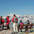 Some walkers taking a break at Rifugio Lagazuoi
