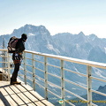 A walker enjoying the views from Rifugio Lagazuoi