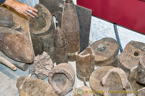 Remnants of mines and explosives