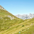 A walker on the Dolomites trail