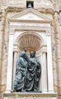 Christ and Thomas on the external facade of Orsanmichele