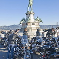 A bikies gathering around the Statue of David