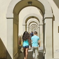 Arched walkway towards Ponte Vecchio