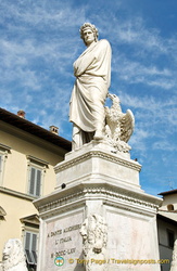 Statue of Dante Alighieri in front of the Santa Croce Basilica