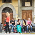 Catching up with friends on Piazza Santa Croce