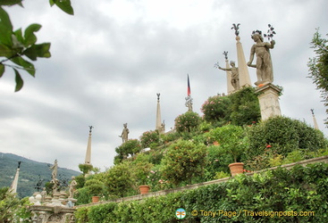 View of Isola Bella garden statues