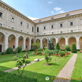 First cloister with the statue of St Benedict