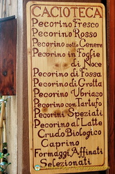 Different types of pecorino cheeses which Pienza is known for
