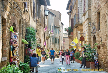 Corso Rossellino is full of cheese and wine shops