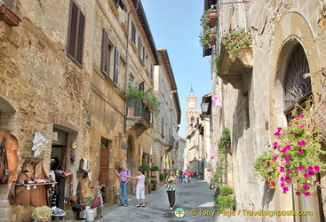 Corso Rossellino with its shops and cafes