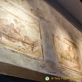 Erotic frescoes in the Lupanar, the famous Pompeii brothel