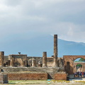 Looking towards the Temple of Jupiter with Vesuvius in the background