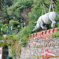 Rhino sculpture above the Marina di Portofino logo