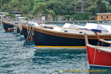 Beautiful painted boats in Portofino marina