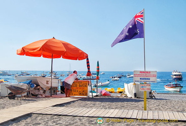 An Australian flag on the beaches of Positano