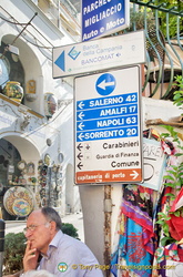 Distances from Positano to various towns