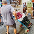 This delivery man has many steps to climb