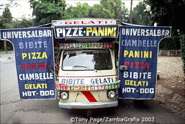 A pizza van