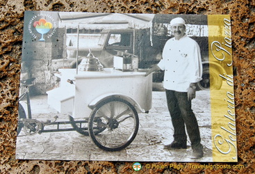 Sergio treats the film crew of Tea with Musolini with his gelato, served from a period cart