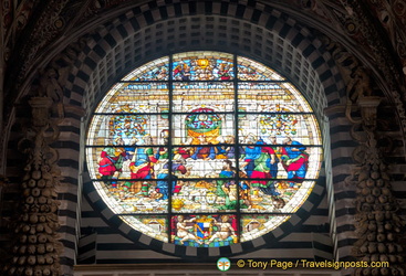 Stained-glass window depicting the Last Supper
