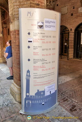 Information on visiting the Torre del Mangia, the Museo Civico and Temporary Exhibitions