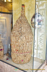 Giant bottle made out of cork at a wine place