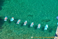 Floating sun beds at the Marameo Beach